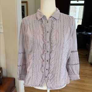 Sundance Lavender Button-Down Shirt with Lace Details Size Small
